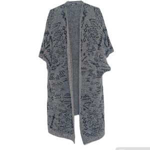 Peruvian Exchange Alpaca Wool Blend Longline Open Front Cardigan Sweater OS